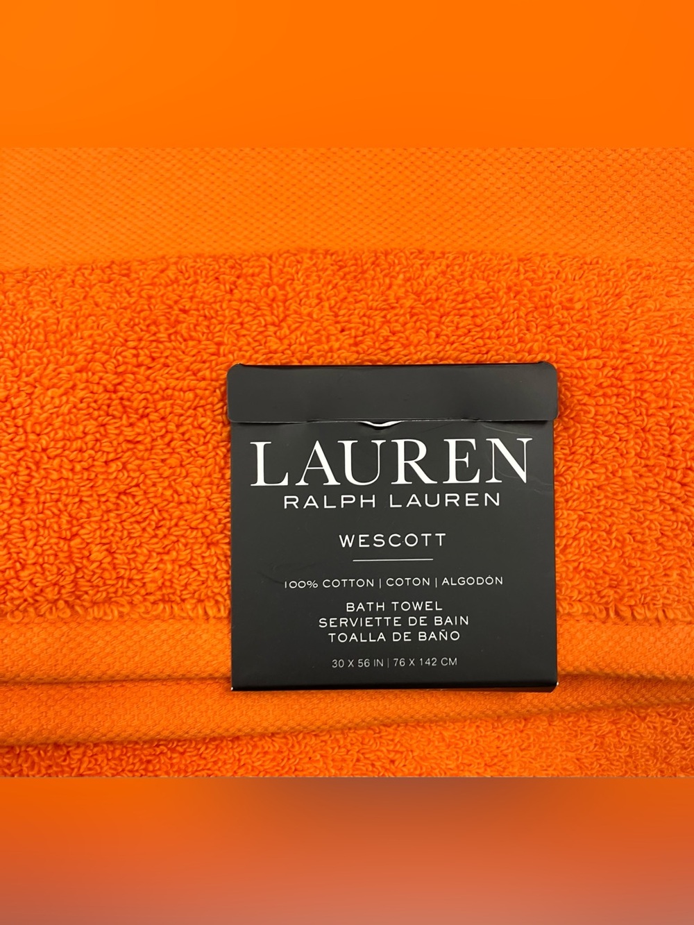 RALPH LAUREN 2 SET Large ORANGE BathTowels New